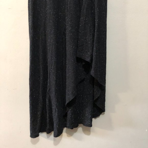 Eric & Lani Sleeveless Dress w/ Asymmetrical Hem Speckled Pattern Black Small - Picture 3 of 7